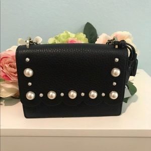 Kate Spade Black Scallop pearl Crossbody Mini Bag